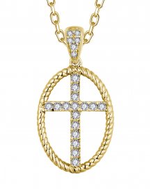 OVAL STYLE CROSS DIAMOND PENDANT (TP3805)